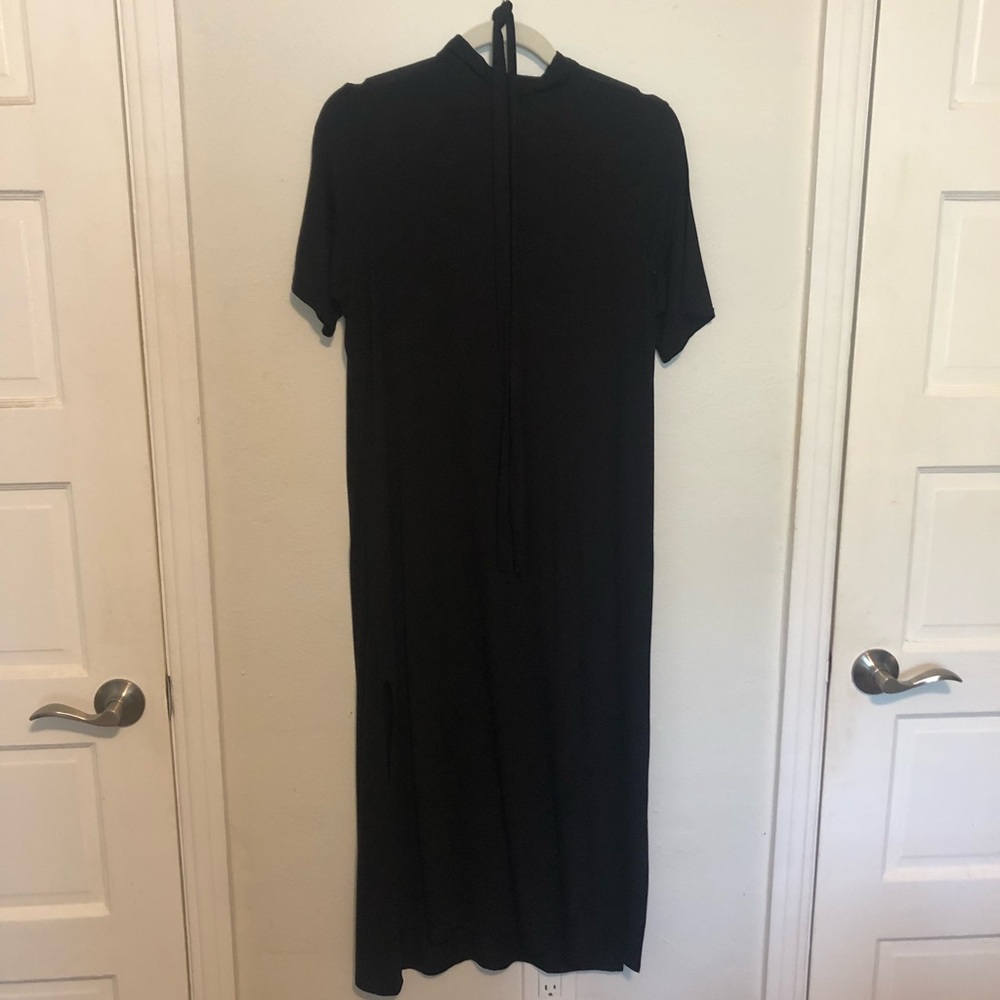 Nasty Gal Black Midi Dress with Tie Belt